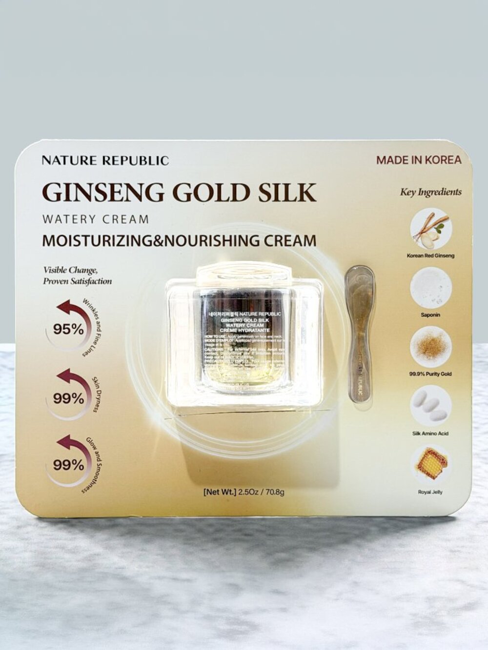 Nature Republic Ginseng Gold Silk Watery Cream 2.5 oz Anti Aging Face Cream NEW